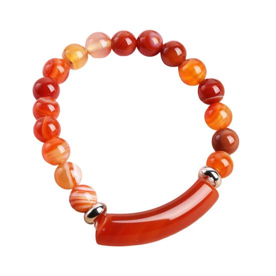 Women Bracelet 8mm Round Beads Natural Stones Elegant Pink Faux Crystal Bridge Ladies Bracelet Fashion Jewelry