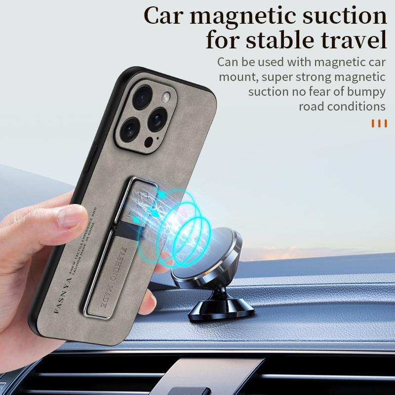 Matte Sheepskin Leather Stand Holder Case for iPhone 15 14 13 12 Pro Max XS MAX XR X 8 7 Plus /Samsung S24 S23 S22 S21 Ultra Plus FE A14 A54 A13 A53