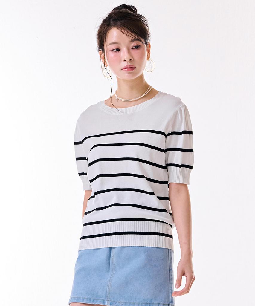 CHASECULT Women'S Striped Short Sleeve Sweater-Dbrg5672D0A
