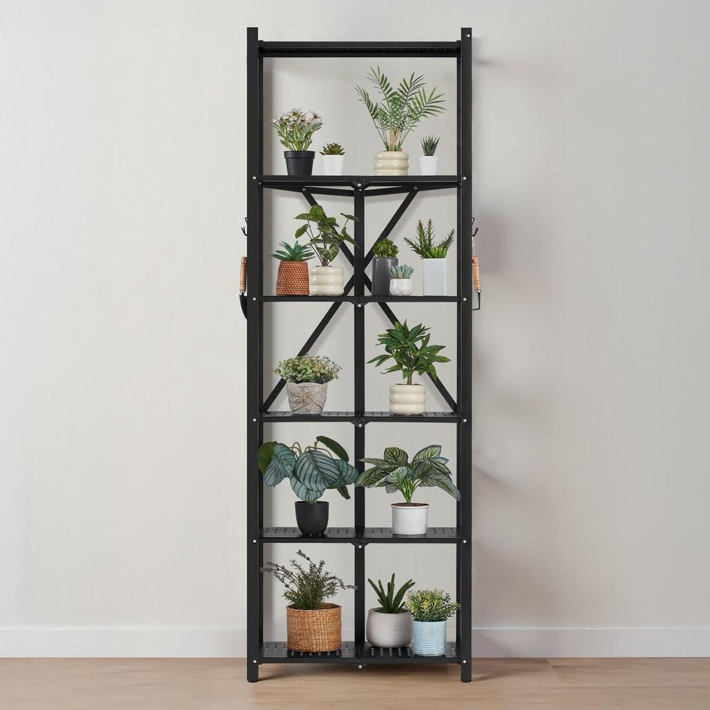 6-Tier Foldable Storage Shelf with Wheels 24 x 12 x 72-inch Metal Shelving