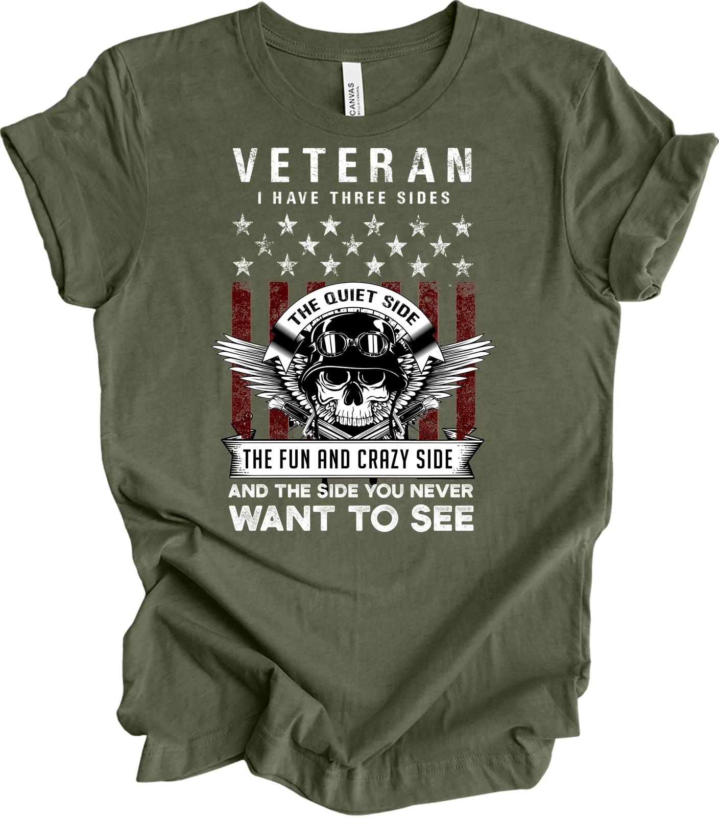 US Veteran Tee - Three Sides Patriotic Skull Design XL