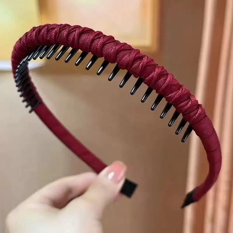 Rutschfestes dünnes geflochtenes Stirnband mit Zähnen für Damen - Ideal zum Waschen des Gesichts und Styling