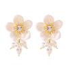 Mori Sweet Temperament Small Fresh Dripping Oil Inlaid Zircon Flower Earrings Women's Light Luxury Simple High-end Super Fairy Earrings