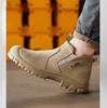 big size men fashion steel toe cap working safety boots cow suede leather welding shoes worker chelsea ankle botas protection