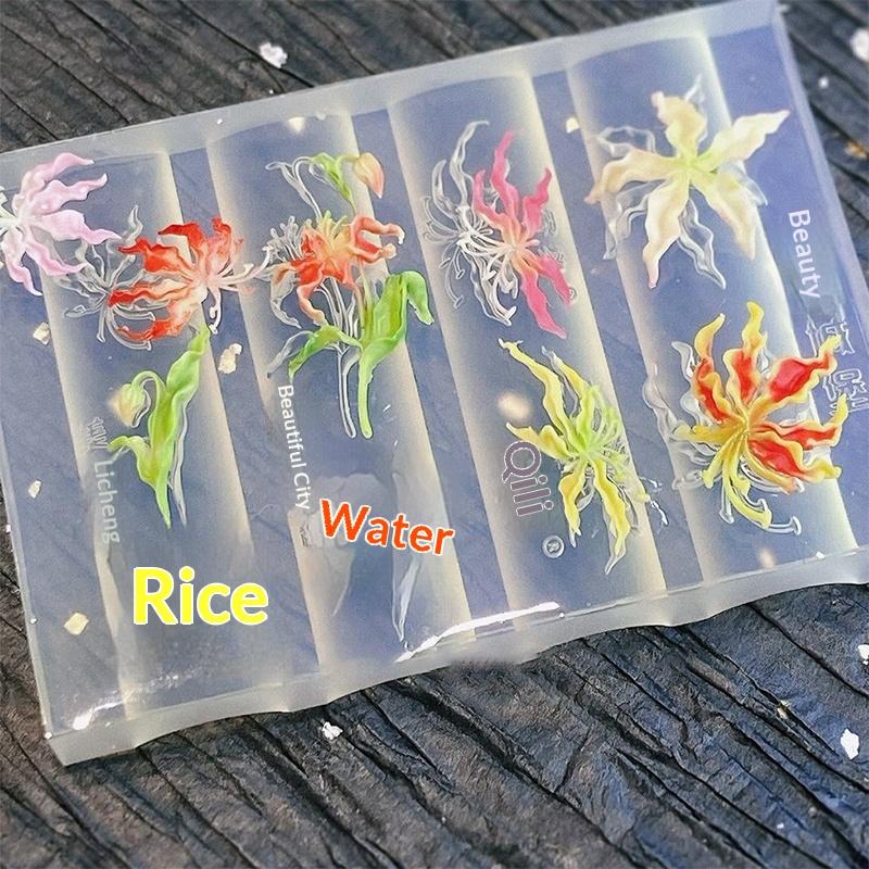 Flexible Silicone Nail Art Mold Lily Flower 3D  Template Reusable DIY Manicure Decoration for Nail Salon Use
