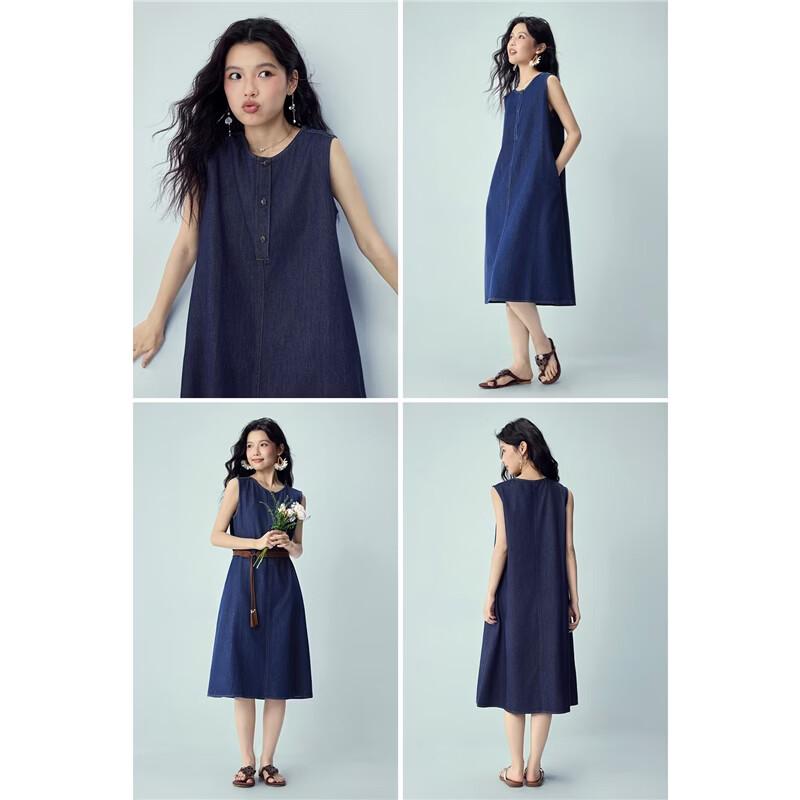 Giordano Washed Denim Sleeveless Dress