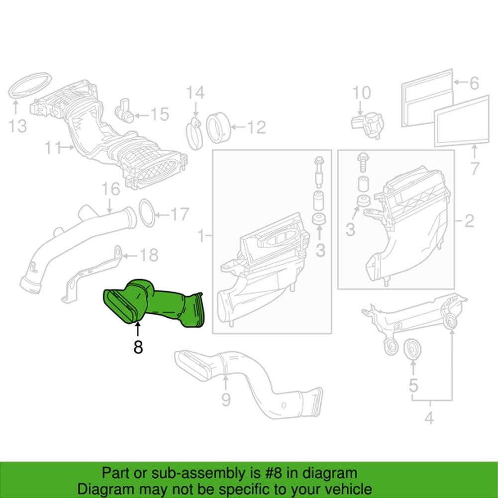 Auto Luftreiniger Luftansaugrohr Schlauch 642094879 6420948897 Passend für Mercedes Benz X166 GL350 2012 2016(Recht )