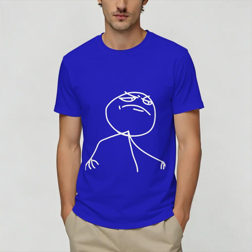 Rage Comic Trollfac Pure Cotton Tshirt For Male Beach Streetwear Tshirts O Neck Trendy Cool Tees Oversize Print Tops