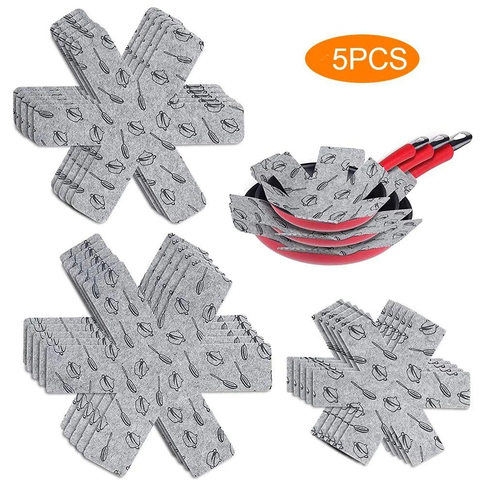 5pcs Prevent Scratching Separate Pot Bottom Felt Anti Scratching Protection Pads Cookware