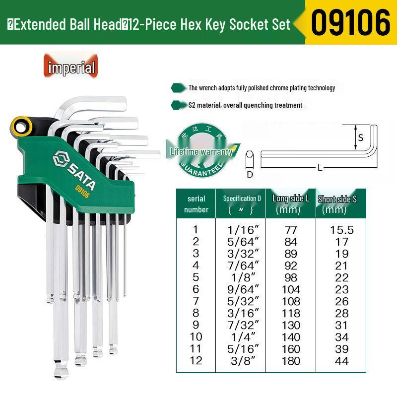 SATA Hex Key Set: Manual Six-Sided Screwdriver Tools