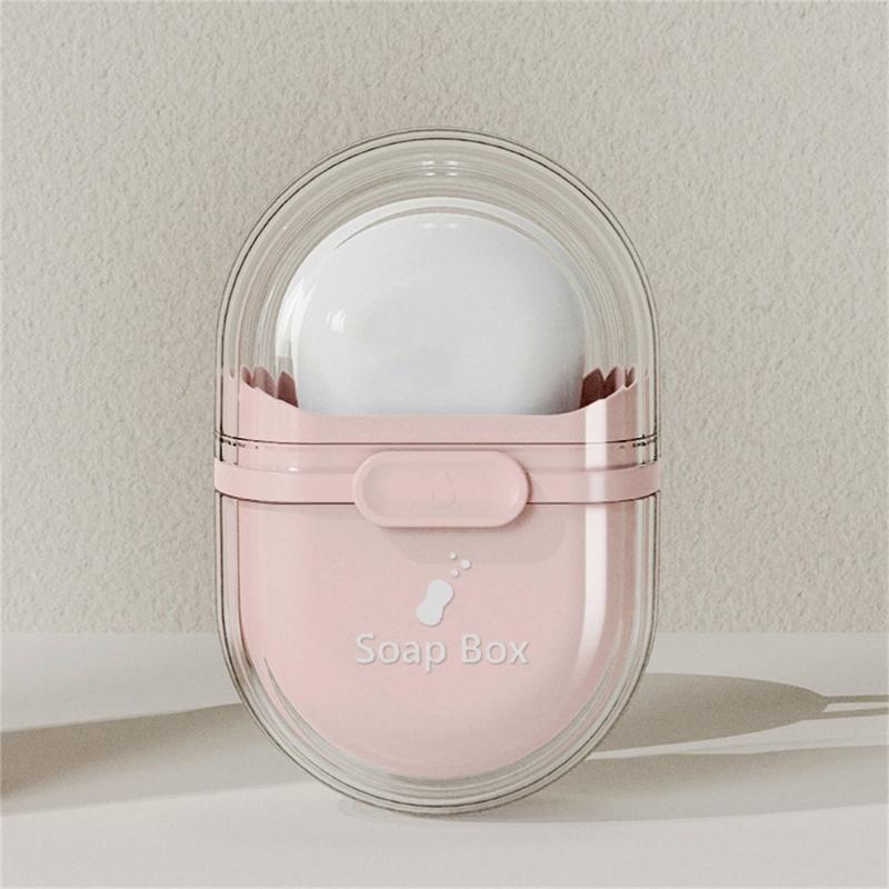 Portable Soap Holder Case Waterproof ABS Storage Box with Lid and Drainage Holes For Toiletries Bag Travel Essential