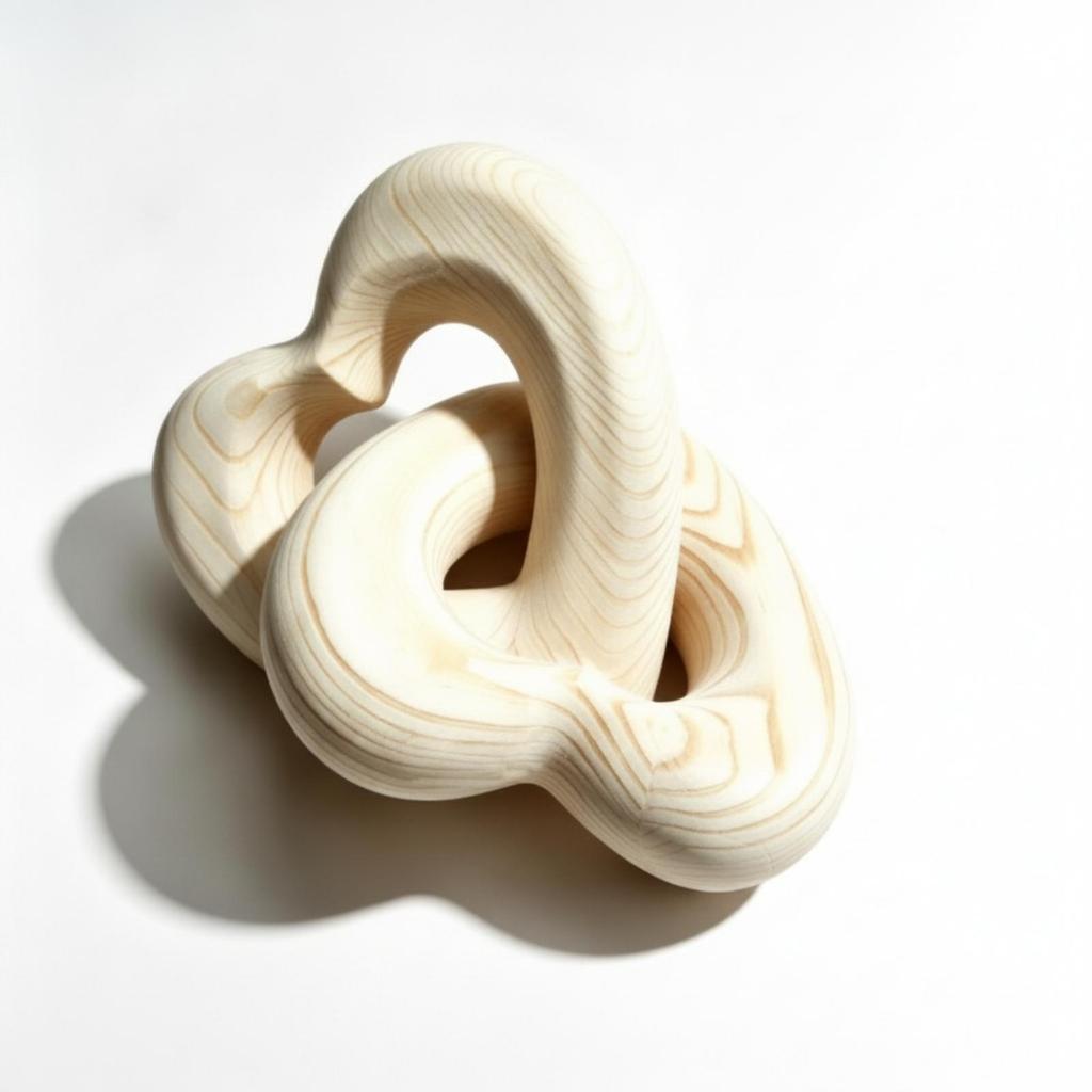 Interlocking Heart-Loop Ornament Sculptural Beech Wood Heart Minimalist