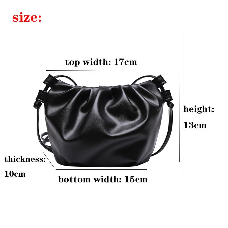 

Women s Premium Shoulder Bag New Fashion Niche Design Messenger Bag Female Wild Western Style Female Pleated Bag Mini Cloud Bag чёрный