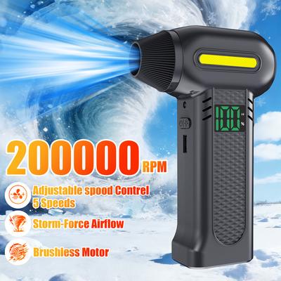 Car Snow Removal Electric Air Duster Strong Blowing 200000RPM Type-C Charging Cordless Turbo Blower Portable Jet Fan 5 Gears Adjustable