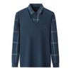 Fake Two-piece Tops Daddy Autumn and Winter Style Plus Velvet Thickening Warm Men's Lapel T-shirt Bottoming Shirt