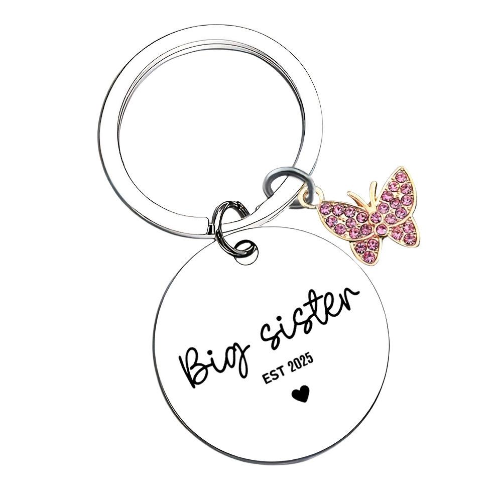 Beste Schwester Große Schwester Edelstahl Schlüsselanhänger Schmetterling Schlüsselanhänger 2025 Geschenk für beste Freundin Edelstahl Schlüsselanhänger für Rucksack Tasche Anhänger