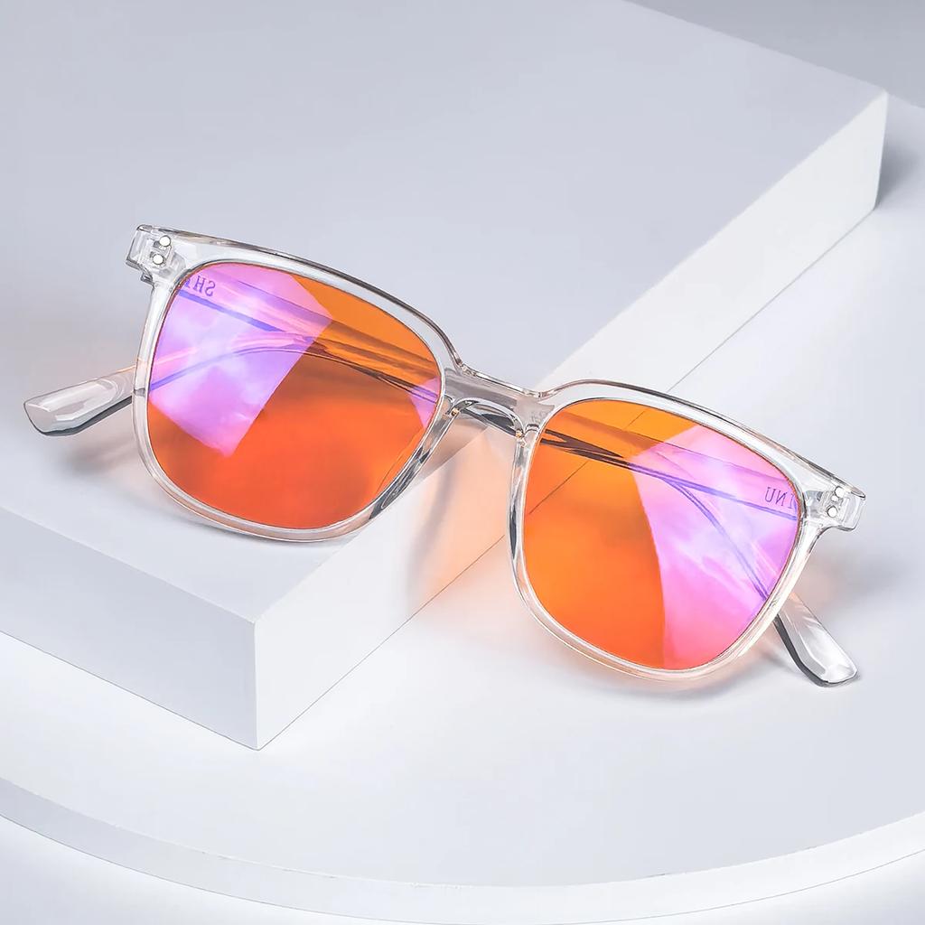 SHINU Orange Lens Anti Blue Light Glasses for Computer or Long Time Gaming Tr90 Frame Y2k Glasses