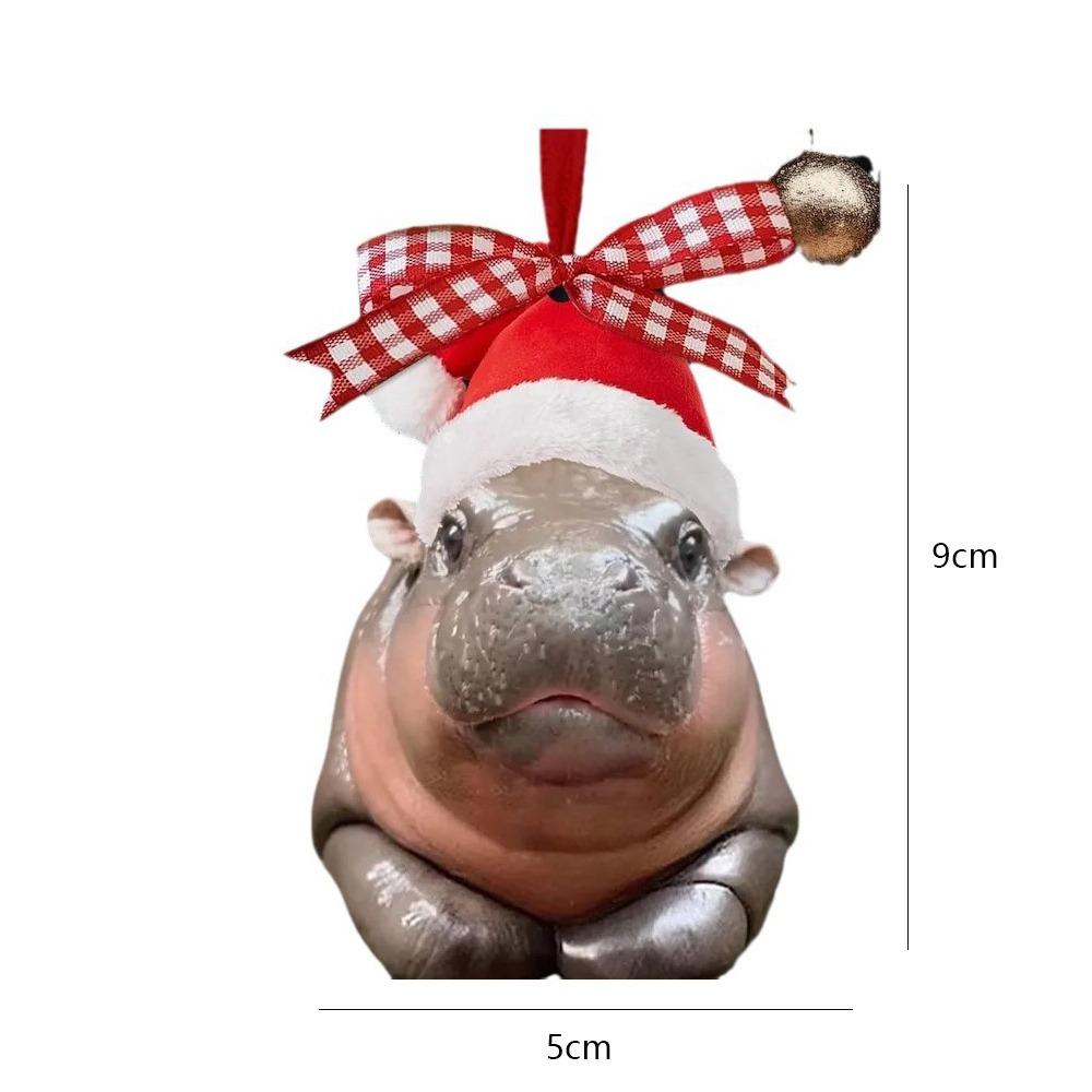 Gifts Acrylic Little Hippo Decoration Crafts Portable Christmas Tree Decoration Hippo Pendant