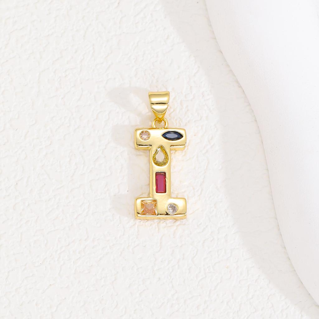 Multicolor Zircon A-Z Letters Pendant Necklace Crystal Water Drop 26 letters Pendant Necklace Gold Plated  Gift for Women