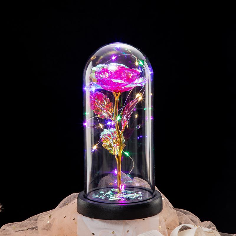 Gold Foil Rose Acrylic Cover Night Light - Preserved Flower Gift for Christmas, Valentine's Day, or Birthday