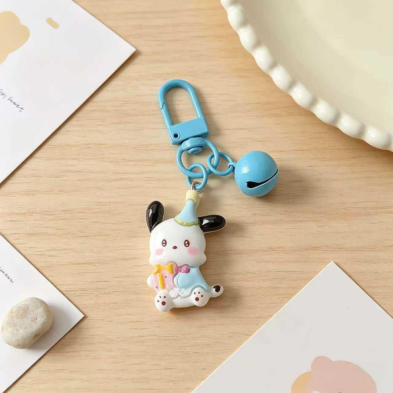 Sanrio Melody Cartoon Keychain: Cute Resin Evening Gown Car Pendant Ornament.