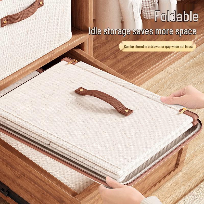 Foldable Clothes Organizer Box with Lid - Large Capacity, Dustproof Storage for Wardrobe or Living Room