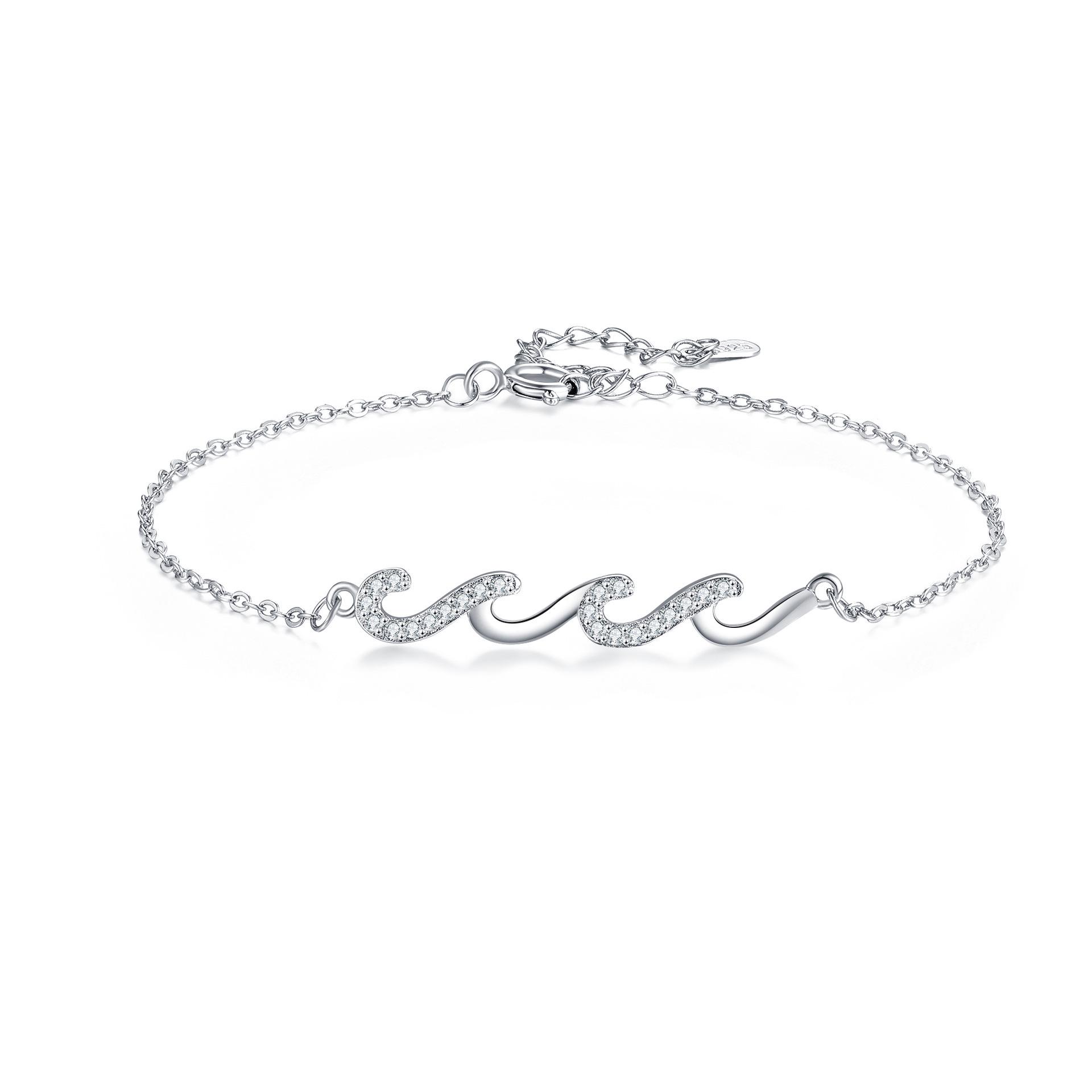 

Elegant Women s Cross-border Wave Bracelet - European & American Style, Simple Fashion, Best Friend Gift, Single Piece.