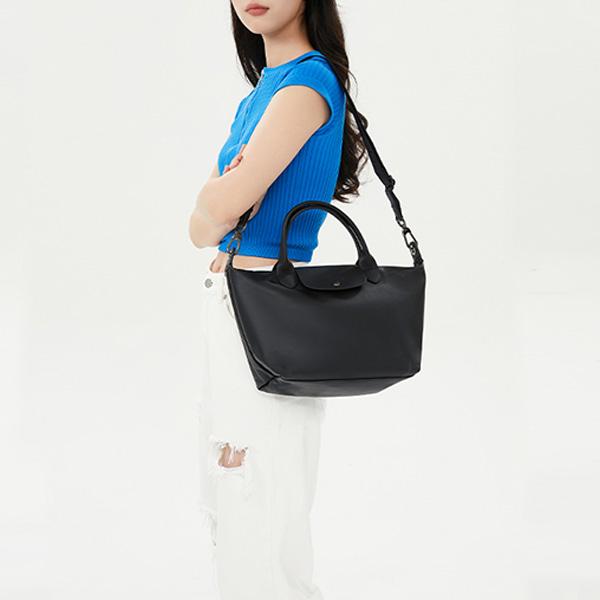 Longchamp Le Pliage Xtra 25 Snap Zipper Closure Leather Shoulder Crossbody Tote Bag Small Women handbags Black 1512987001