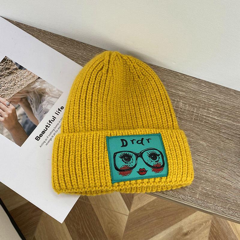 Fashion Dr Glasses Girl Hat Casual Knitted Hat Autumn And Winter Wool Melon Fur Hat Cute Warm Cold Hat