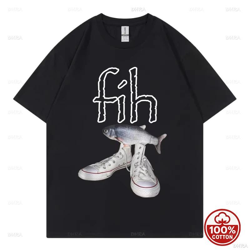 Funny Fish In Shoes TShirt Weird Humor Graphic Tee Cute Sarcastic Novelty Short Sleeve Top for UnisexWomen