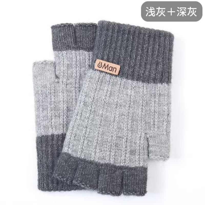 Student half-finger gloves are cold-proof and warm in autumn and winter, piled and thickened half-cut knitted gloves are cold-proof.