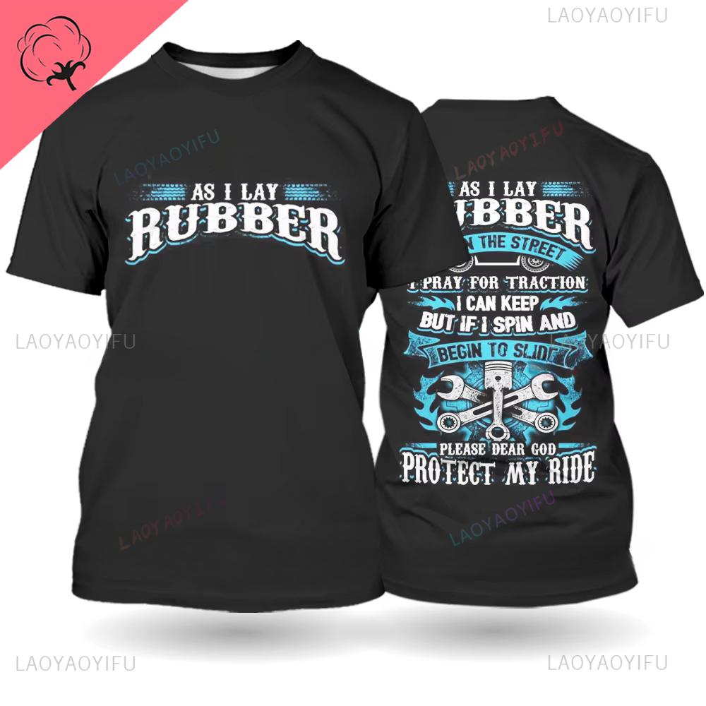 Mechanical Repairman Printed Mens Tshirt with Mechanical Component Pattern Casual Harajuku Round Neck Mens Streetwear Clothes