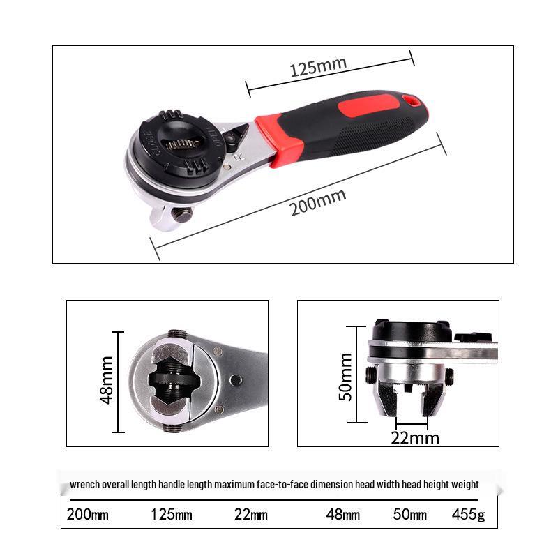Adjustable 6-22MM Ratchet Wrench – Multifunctional Open-End Tool