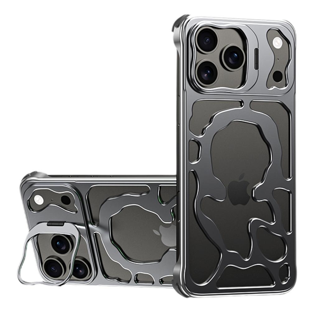 

Серия «Благоприятное облако» для iPhone 17 Pro Max Полый чехол Подставка из алюминиевого сплава Магнитная крышка для телефона Grey