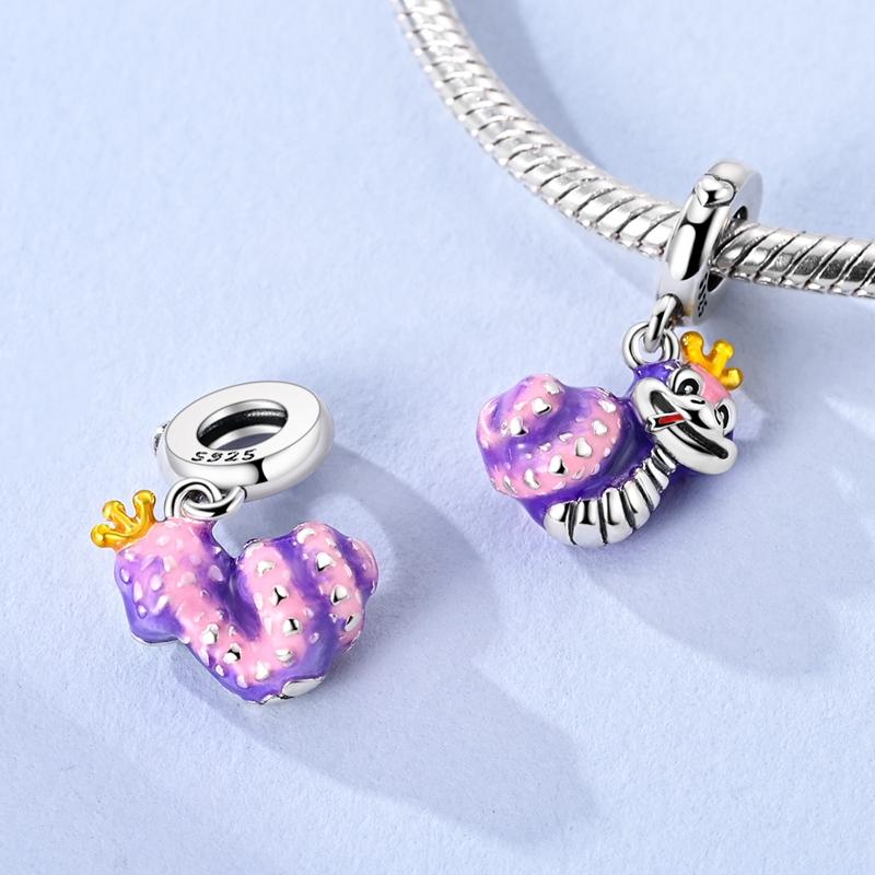 S Copper Charms Beads Pendant Purple Princess Snake Beads Fit Original Bracelet Charms For Women Jewelry