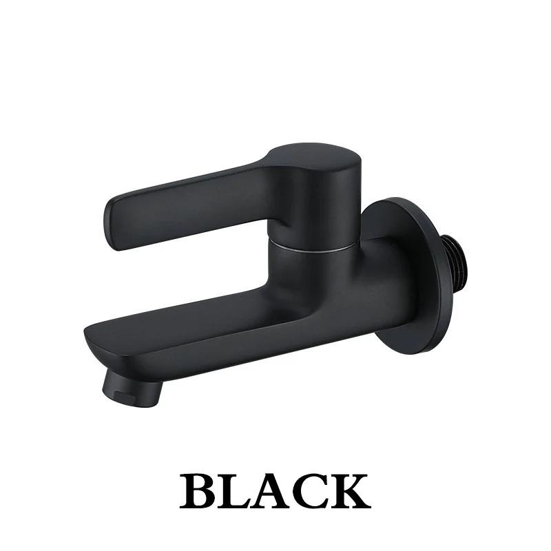 Wall Mounted Solid Brass Outdoor Faucet Gray/Black Single Cold Water Garden Tap for Balcony Washbasin And Mop Pool Creative Home