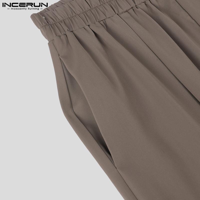 INCERUN Two Piece Suit Men Drop Shoulder Long Sleeve Tops Long Pants Casual Sets