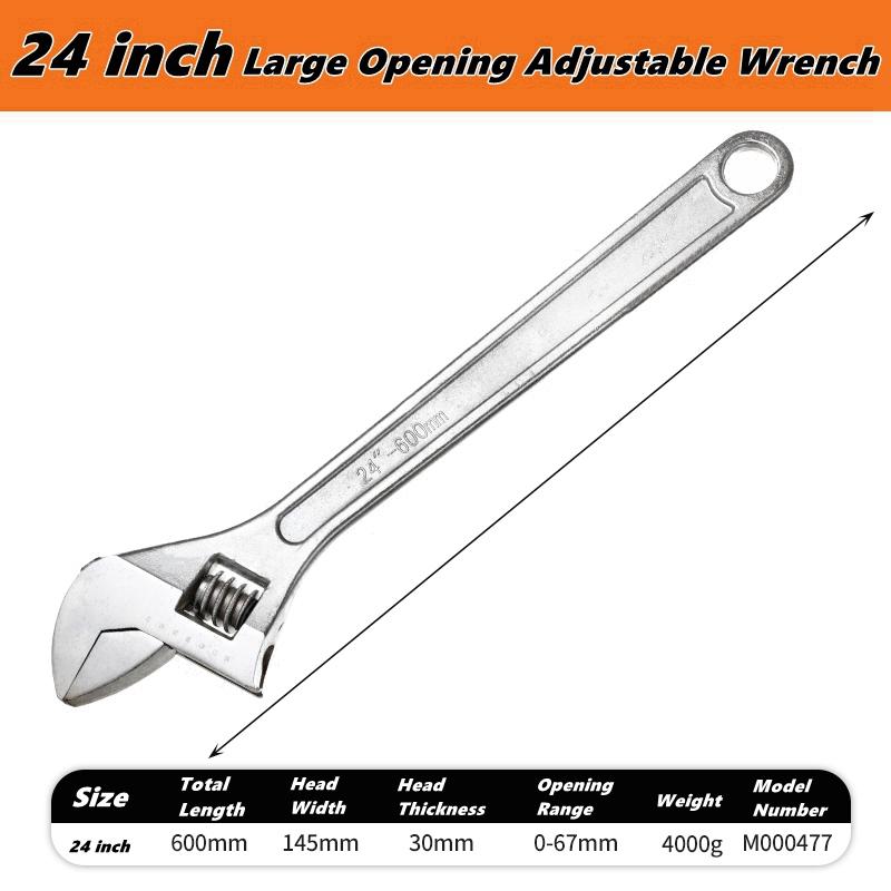 Adjustable Wrench Large Opening Long Universal Spanner Clamp Wrench Motorcyle  Repair Tools Steel Mechanical Workshop Motor