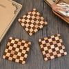 Checkerboard Wooden Slice Cup Mat Coaster Tea Coffee Mug Drinks Holder for DIY Tableware Decor Durable Pad Home Coaster