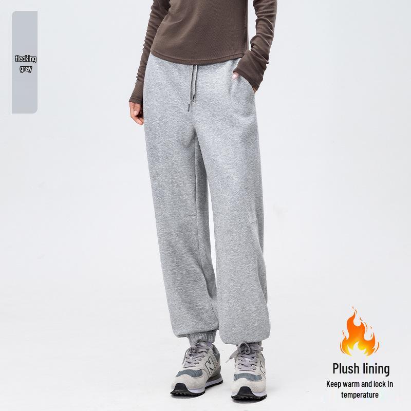 Women's Fleece-Lined Harem Pants: High Waist, Cuffed, Solid Color Sweatpants for Autumn/Winter