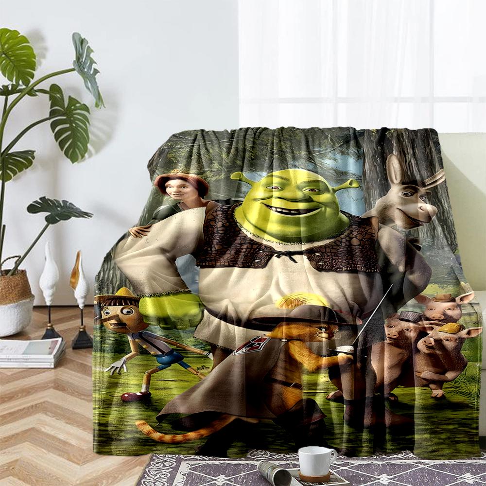 Shrek Theme Printed Blanket - Perfect for Couch, Bed, Travel & Outdoor Use | Machine Washable, Cozy & Durable.