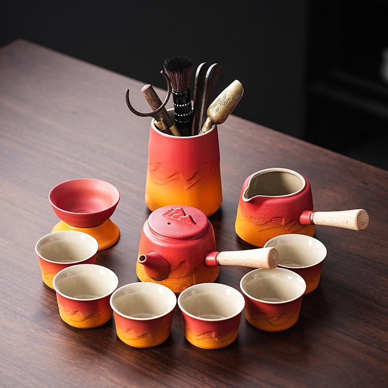 Ceramic gradual change tea set portable express cup car outdoor tea kung fu tea set holiday gift