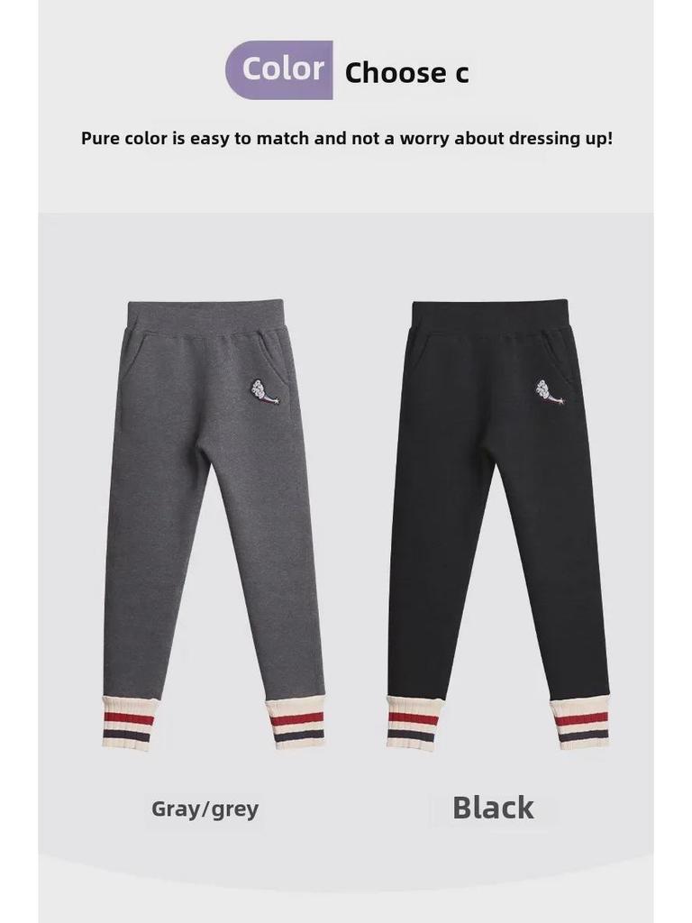 Girls' Gray Winter Leggings: Warm, Plus-Velvet, Thickened Tights for Autumn/Winter