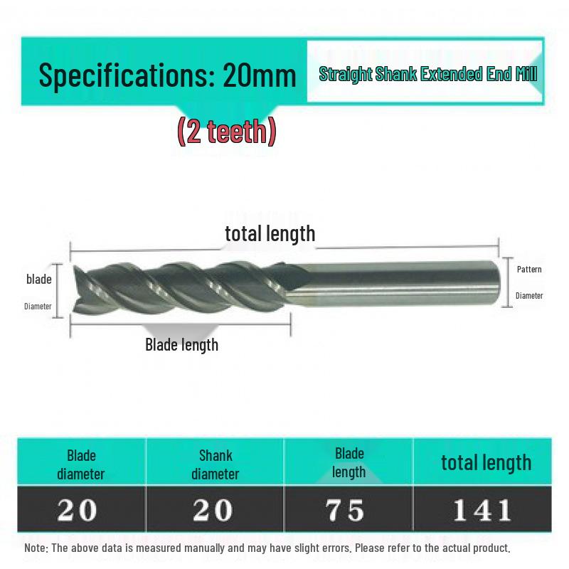 Jinfeng Extended 2-Flute Straight Shank Milling Cutter (3 to 20mm)