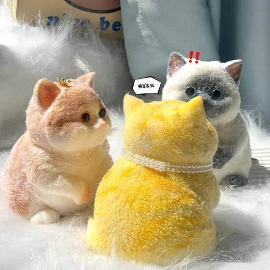Simulation Cat Squeeze Toy Anxiety Stress Relief Kitten Pinch Sensory Toy Kids Adults Soft Silicone Stress Ball Animal Fidget Toy