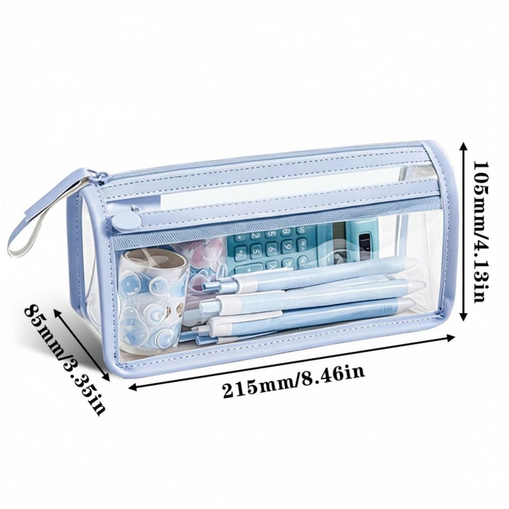 Transparent Pen Bag Stable Triangle Base Stationery Pouch Multi-functional Pencil Case  Students