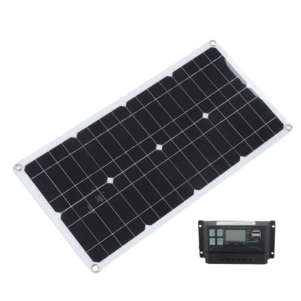 250W Monocrystalline Solar Panel Kit with 10A Charge Controller Dual USB Ports for RV Car Boat Battery Charging