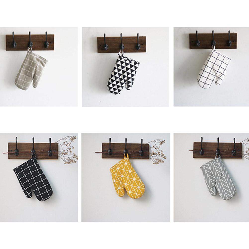 4pcs Cotton Linen Thermal Insulation Gloves Pads Heat Resistant Kitchen Supplies For Microwave Oven Bakery Use Yellow Chess