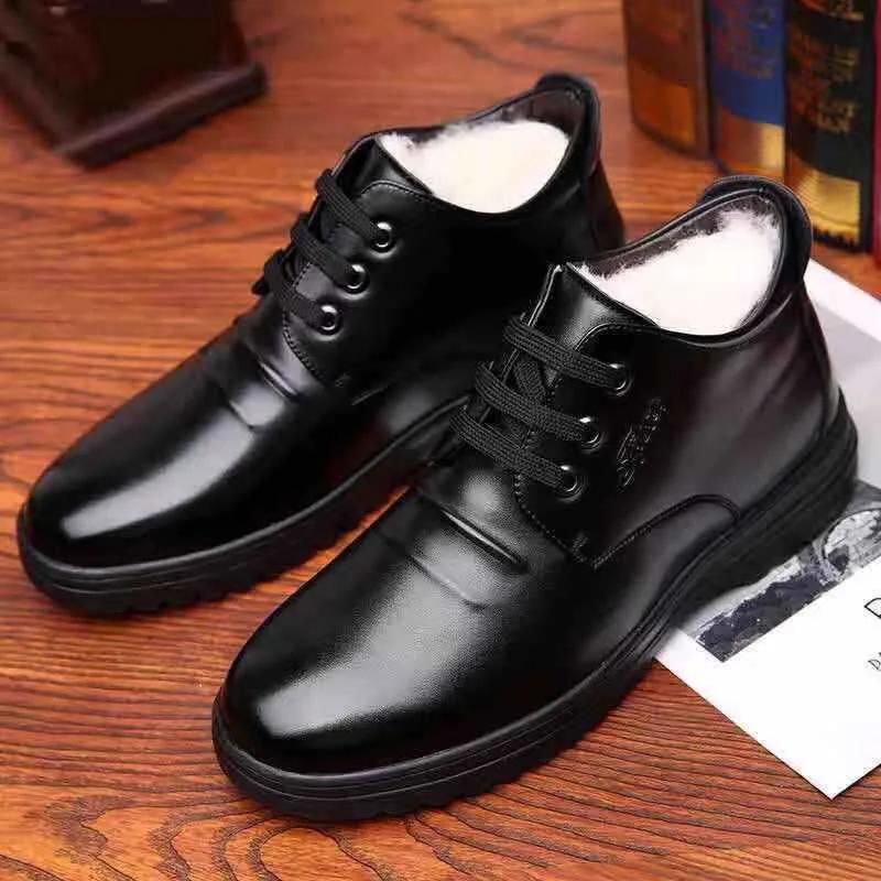 Fashion Winter Men Shoes 2025New Casual Leather Shoes Winter Plush Cotton Shoe Warm Business Office Shoes Men's Ankle Boots Botas Hombre