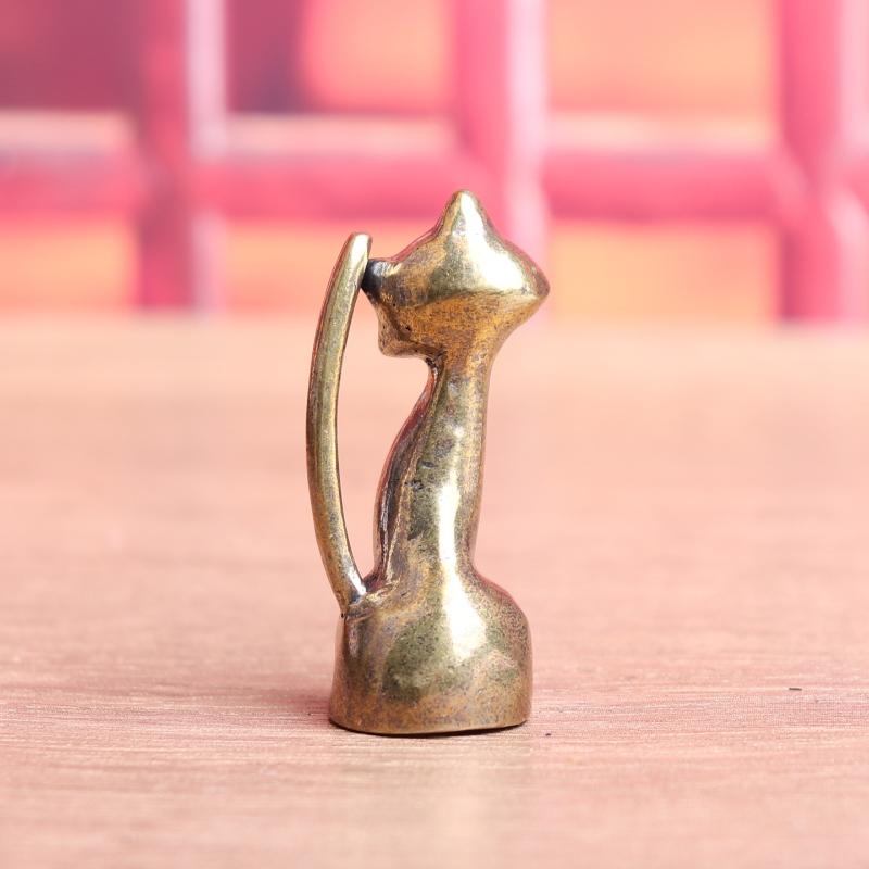 Antike Messing Katzenliebhaber Statue Ornament Kupfer Tier Skulptur Räuchergefäß Heim Desktop Dekorative Figuren & Miniatur